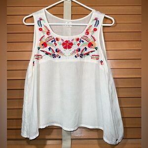 O’Neill Floral Embroidered Beach Tank Top Boho Women’s size Large